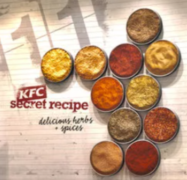 Первый пример – смесь из 11 трав и специй для приготовления цыпленка в KFC